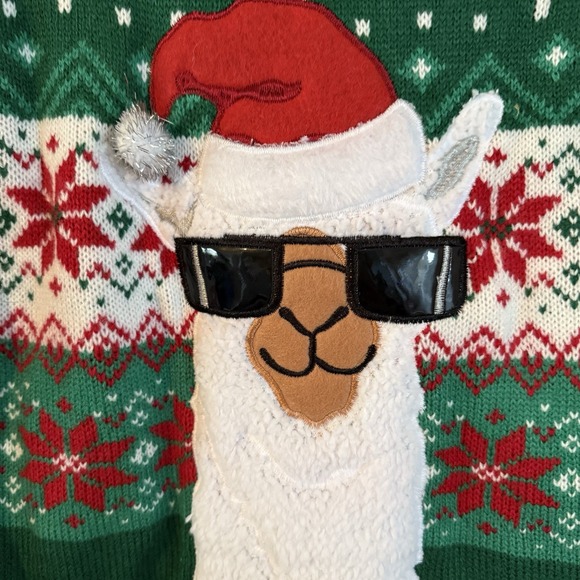 Red Ugly Christmas Sweater Llama Cozy Warm Holiday Party Size Mens Small - Picture 2 of 6